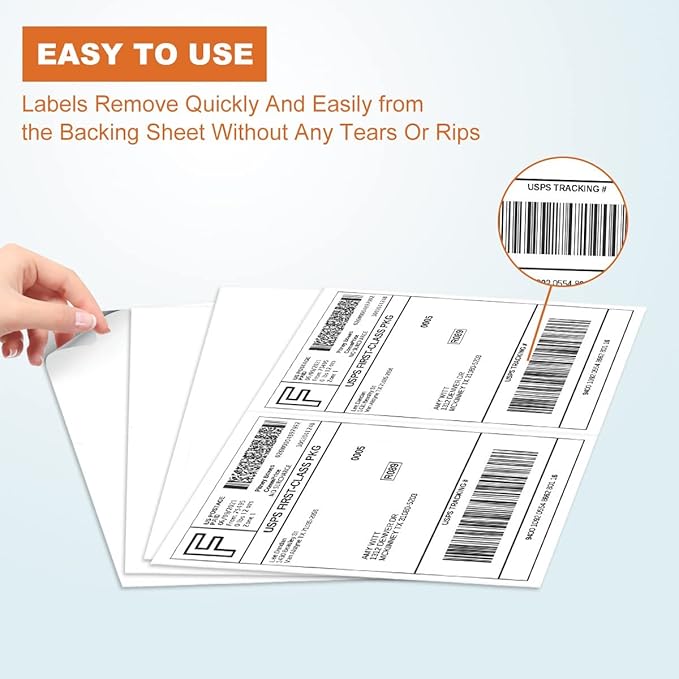 Half Sheet Laser/Ink Jet Shipping Labels UPS FedEx Address Labels (4000 Sheets, 8000 Labels)
