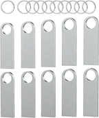 ABLAZE 128MB Flash Drive 10 Pack, Metal USB 2.0 Thumb Drives with Keychains USB Sticks Pendrives (Sliver)