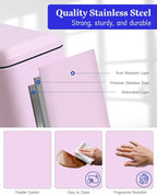 Bathroom Trash Can with Lid, 2.6 Gallon Stainless Steel Slim Garbage Can, Pedal Trash Bin with Removable Liner Bucket, 10L Rectangle Trash Bin for Bedroom, Kitchen, Office (Pink)