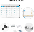 XBoard Magnetic Calendar Whiteboard 36" x 24" - Monthly Calendar Dry Erase Board, Reusable Colorful Calendar Board, Silver Aluminium Framed Monthly Planning Board