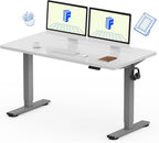 FLEXISPOT EN1 Whole-Piece Standing Desk 55 x 28 Inches Electric Stand Up Desk for Workstation and Home Office (Silver Frame + 55" White Top, 2 Packages)