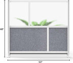 Stand Up Desk Store Expanse Modular Wall | 53'' x 48'' Wall | Expandable Partition Room Divider with Rearrangeable Frosted Acrylic & Sound Absorbent Panels (Silver Frame)