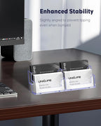 Uniclife 2 Pack Acrylic Business Card Holder for Desk 2 Tiers 4 Slots Clear Business Card Display Stand for Men & Women Desktop Business Card Organizer Card Stand for Office Home, 240 Card Capacity
