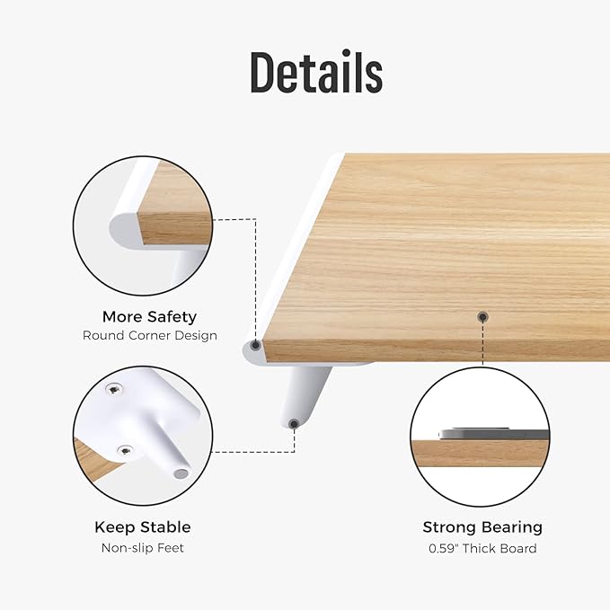 loukin Dual Monitor Stand Riser for Desk, 43.6"*8.2"*3.2" Large Computer Stand for 2 Monitors, Laptop, Printer, Length and Angle Adjustable Computer Shelf, Home Office,Max 43.6" Length Natural