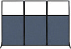 Versare Workstation Partition | Portable Wall Divider | Modern Office Cubicle | Free Standing Privacy Screen | Flexible Work Space | 99" x 70" W/Window, Ocean Fabric Panels