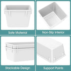 WOWBOX 25 PCS Plastic Drawer Organizer Set, 4 Sizes Desk Drawer Divider Organizers and Storage Bins for Makeup, Jewelry, Gadgets for Kitchen, Bedroom, Bathroom, Office, White