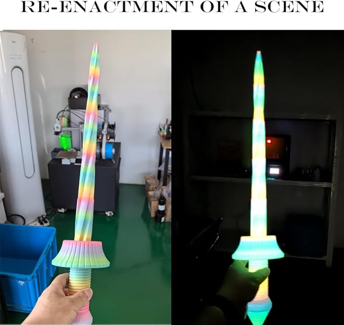 FLASHFORGE Glow in The Dark Rapid PLA Filament 1.75mm, Luminous Melody Fast Color Change Multicolored Rainbow Filament, Max 500mm/s High-Speed Printing, High Brightness and Long-lasting Glowing Effect