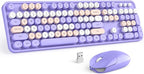 MOFII Wireless Keyboard and Mouse Combo Purple Colorful Full Size Round Key Typewriter Keyboards, 2.4G USB Keyboard Mice with 2-1 Nano Dongle for Computer Laptop PC Desktop Chromebook Smart TV