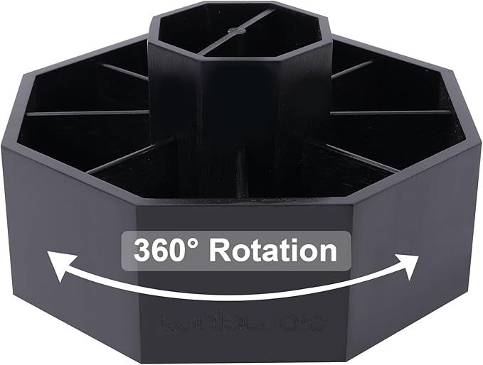 walowalo Bamboo Rotating Art Supply Organizer Holds 800+ Pencils Spinning Crayon Marker Pen Holder for Desk Brush Storage for Office School Classroom Organization Stationary Black (Larger Version)