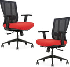 Ergonomic Office Chair - Breathable MESH - Back Adjustable Lumbar Support with 3-D ARMRESTS TILT Function and 360-DEGREE Swivel Wheels Comfortable Wide SEAT - Home Office Chair (Tangerine) Pack of 2