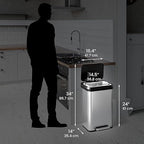 iTouchless SoftStep EXP 13.2 Gallon Step Pedal Trash Can Recycling Bin with Odor Filter Stainless Dent-Proof Plastic Lid Garbage Trashcan 50 Liter Home Office Bedroom Living Room Garage Wastebasket