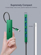 USB 3.0 Hub,4 Port USB Splitter Extender Portable Adapter Multiport Data Hub for Laptop,Xbox, Flash Drive,HDD,Console,Camera,Keyborad,Mouse Windows,Mac OS PC,Not Designed to Charge Devices-Green