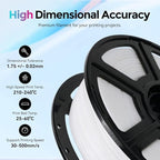 FLASHFORGE Rapid PLA Filament 1.75mm, High Flow Speedy 3D Printer Filament, Experience Exceptional Performance with 500mm/s High-Speed Printing, Neatly Wound & Top-Notch Filament (White)