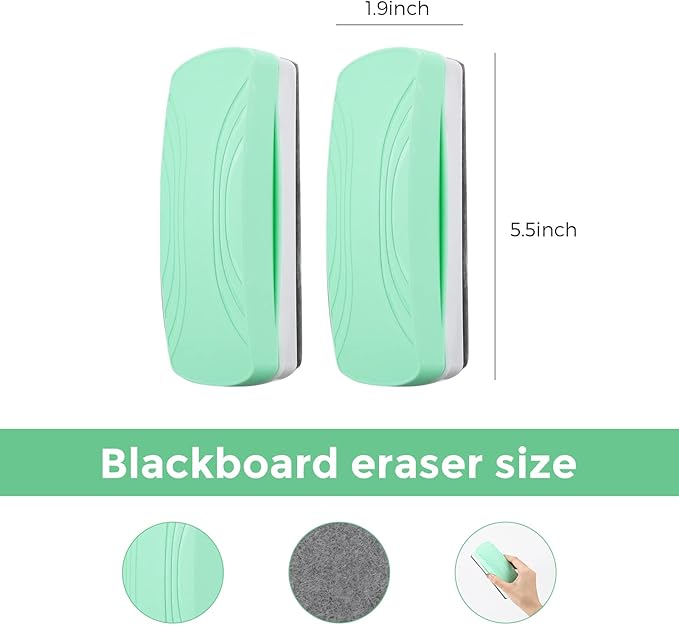Ddaowanx Whiteboard Eraser, Magnetic Dry Erase Eraser, Glass Board Eraser,School and Office Supplies, Pack of 2 (Light Green)