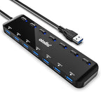 atolla 7-Port USB 3.0 Hub Splitter, USB Extender Ultra Slim Data USB Hub with Individual Power Switch and LEDs