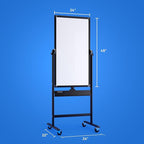Rolling Dry Erase Board 24 x 48 - Large Portable Magnetic Whiteboard with Stand - Double Sided Easel Style Whiteboard with Wheels - Mobile Standing White Board for Office, Classroom & Home