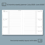 POPRUN Planner 2025-2026 (Large 8.5''x 10.5''), Horizontal Weekly Notebook Jul.2025 - Jun.2026, Academic Appointment Book with Monthly Tabs, Leather Hardcover, Inner Pocket, 100 GSM - Army Green