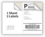 KKBESTPACK Half Sheet Shipping Labels for Laser and Inkjet Printers – 2 Per Page Self Adhesive Mailing Labels – White 8.5 x 5.5 (50 Labels)