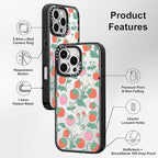 MOSNOVO Magnetic Case for iPhone 16 Pro, 10ft Military-Grade Protection, Compatible with Magsafe, Shockproof Phone Case for iPhone 16 Pro - Strawberry Garden - Clear Black