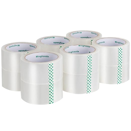 Clear Packing Tape (12 Rolls), Heavy Duty Packaging Tape for Shipping Packaging Moving Sealing, 2 inches Wide, 65 Yards Per Roll