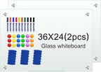 H-Qprobd Glass White Board for Wall Dry Erase Board 36" x 24" (2pcs) Magnetic Presentation Whiteboard for Home, Office and School
