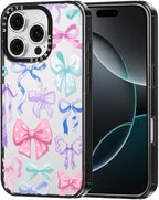 MOSNOVO Case for iPhone 16 Pro, [10ft 4X Military-Grade Drop Protection] Durable & Shockproof Phone Case Cover Design for iPhone 16 Pro - Bows - Clear Black