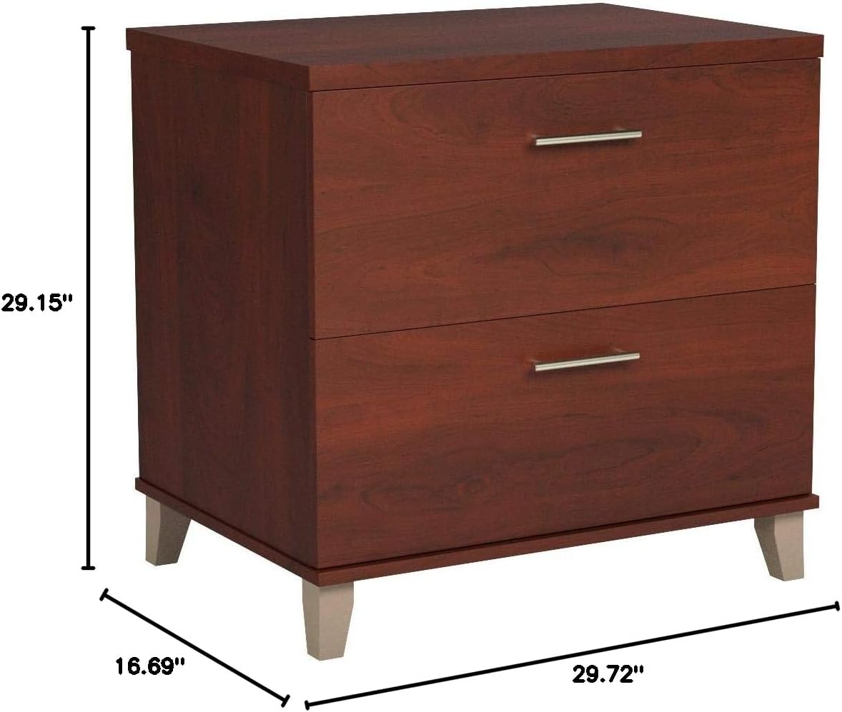 Bush Furniture 2 Drawer Lateral File Cabinet, Letter and Legal-Size Document Storage for Home or Professional Office, Somerset Collection, Hansen Cherry
