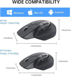 Rapoo MT760Mini Bluetooth Wireless Mouse - Bluetooth 5.0 and 2.4GHz Multi-Mode Connection, Support 4 Devices, M+ Cross Computer Technology, 11 Programmable Buttons, Matte Black