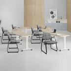 CLATINA Waiting Room Guest Chair with Bonded Leather Padded Arm Rest for Office Reception and Conference Desk Black with Sled Base Grey 8 Pack