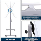 Magnetic Mobile Whiteboard 48x24-in 360° Reversible Two-sided White Board with Wheels, Portable Dry Erase Board Easel with Stand for Office Classroom, Include 6 Dry Erase Markers and 1 Eraser