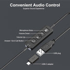 MAIRDI USB Headset with Microphone, USB-A/USB-C PC Headset with Mic Noise Cancelling, Wired Computer Headset with Mute for Laptop Business Work Home Office Call Centers Teams Zoom Comfort
