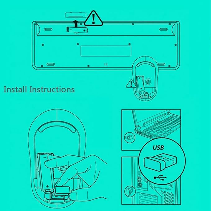 Wireless Keyboard and Mouse Combo, 2.4 GHz Full-Sized Typewriter Keyboard and Mouse Wireless with Round Keycaps for Windows, Computer, Desktop, PC, Laptop (New BlackColorful)