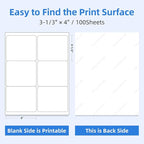 600 6 Per Sheet Label Address Labels 3-1/3" x 4" Self Adhesive Sheets Shipping Labels Easy Peel & Feed White Stickers for Laser & Inkjet Printers (100 Sheets, 600 Labels)
