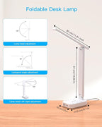 Dorm Room Essentials for Girls, Pink Power Strip with LED Desk Lamp, 3 Outlets 4 USB Ports, 4 Modes 5 Level Touch Lamp Small Desk Lamp for Home Office Bedroom Study Reading Light, 5ft Extension Cord