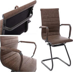 Heavy Duty Office Chair Reception Chairs Leather Conference Chairs Back Support Guest Chair, Set of 2 (Vintage Brown)