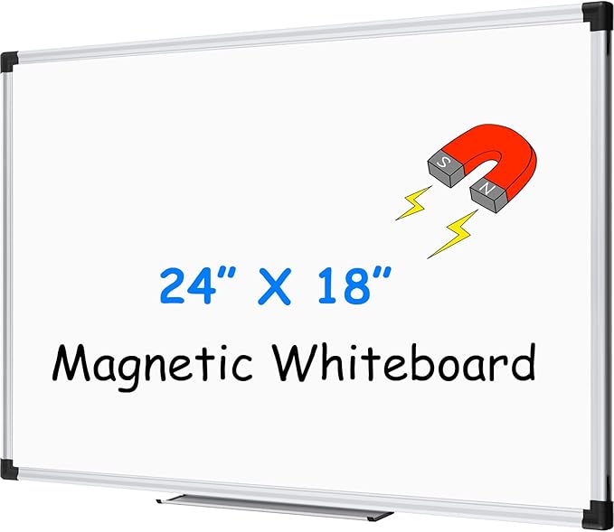 XBoard Magnetic Whiteboard 24 x 18 Inch, Dry Erase Board with Aluminium Frame