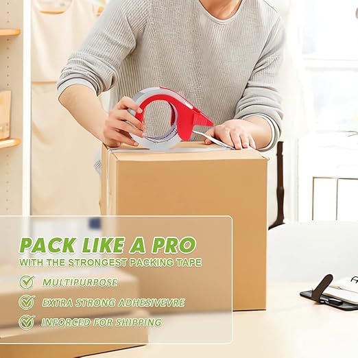 KAMOTA Packing Tape, 18 Rolls Heavy Duty Clear Packaging Tape for Shipping Packaging Moving Sealing, 1.88 inches Wide, 65 Yards Per Roll, Total 1170 Yards with 3 Dispensers