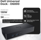 Dell D6000S Universal Dock Bundle with 130W Power Adapter – USB-C, Dual DisplayPort with 4K HDMI Cable + 4K DisplayPort Cable + USB-C Cable + Microfiber Cloth - Supports 4K Display (Renewed)