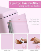 Pink Trash Can, 1.3 Gallon Bathroom Trash Can with Lid, Stainless Steel Pedal Trash Bin Removal Inner Bucket, Small Grabage Can for Bathroom,Bedroom,Home Office