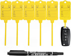 100 Car Key Tags with Labels Plastic Car Dealership Key Tags Self Locking Automotive Identifiers Blank Shop Labels with One Pen (Yellow)