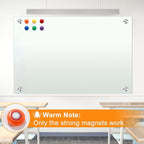 H-Qprobd Dry Erase White Board for Wall 72"x40" Magnetic Glass Frameless Whiteboard Mount for Home School Supplies or Home Office Decor, Includes 8 Magnets, 8 Markers and 2 Erasers