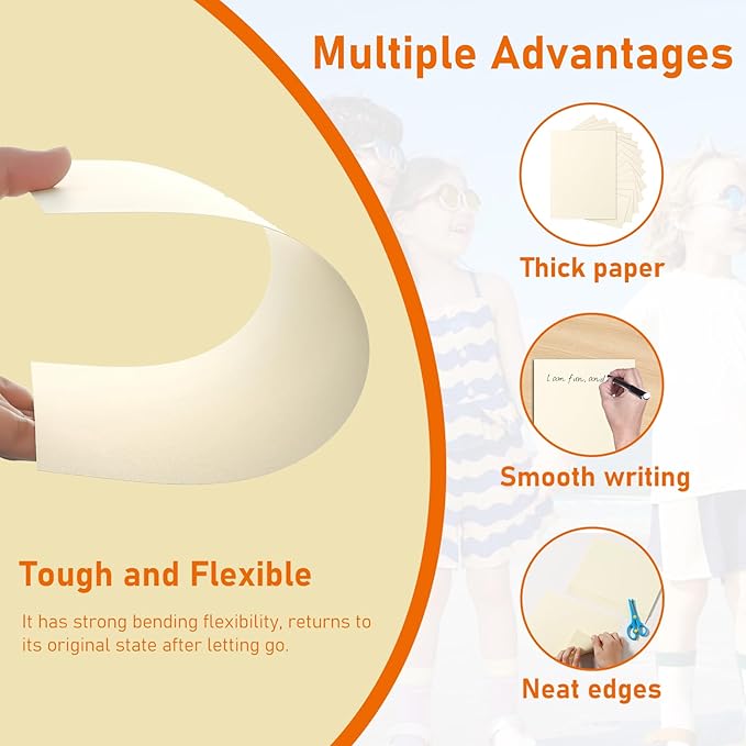 100 Sheets Cream Cardstock 8.5 x 11 Off White Paper, 92lb Premium Ivory Paper Card Stock for Wedding Invitations, School Crafting, Memus, DIY Card Making, Certificate, Business Cards