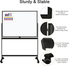 H-Qprobd 48"x36" Mobile Whiteboard Double-Sided Magnetic Dry Erase Board on Wheels - Comercial Rolling White Boards with Sturdy Stand for Home, Office & School
