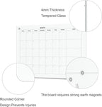 TOWON 47 x 35 Inch Glass Dry Erase Board, Magnetic Whiteboard Calendar, Monthly Planner Set, White