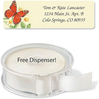 Butterflies Rolled Personalized Return Address Mailing Labels with Dispenser, Set of 250, 5 Designs, Small ¾ x 2½ Inch Size, Custom Self-Adhesive Sticker Roll, by Colorful Images