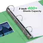 COMIX Standard 3 Ring Binder 2 inch with Clear View Cover, 2" Round Ring View Binder Holds 400 Sheets of US Letter Size Paper, 6 Pack (Sea Green)