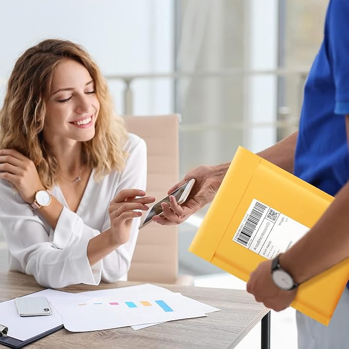 UCGOU Kraft Bubble Mailers 10.5x16 Inch 25 Pack Usable Size 10.5x15 Yellow Padded Envelopes #5 Large Mailing Packages Self Sealing Tear Resistant Boutique Bulk Mail Shipping Bags for Book and More