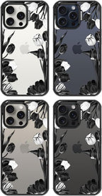 MOSNOVO Case for iPhone 15 Pro Max, [10ft 4X Military-Grade Drop Protection] Durable & Shockproof Phone Case Cover Design for iPhone 15 Pro Max - Black White Tulips - Clear Black