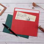 Wishop 100 Pack Christmas A7 Envelopes Self-Adhesive 5x7 Envelopes for Invitations, 5x7 Greeting Cards (Christmas Green/Red, 5.24 x 7.21 Inches)