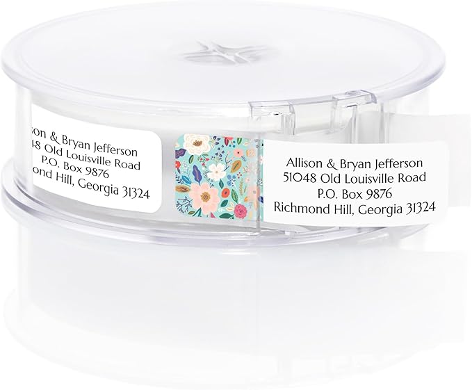 Multi-Floral Print Rolled Address Labels / 250 Personalized Return Address Labels/Designer Address Stickers in Elegant Plastic Dispenser